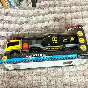 Semi Truck Helicopter Carrier Transport Lights and Sounds Toy Vehicle